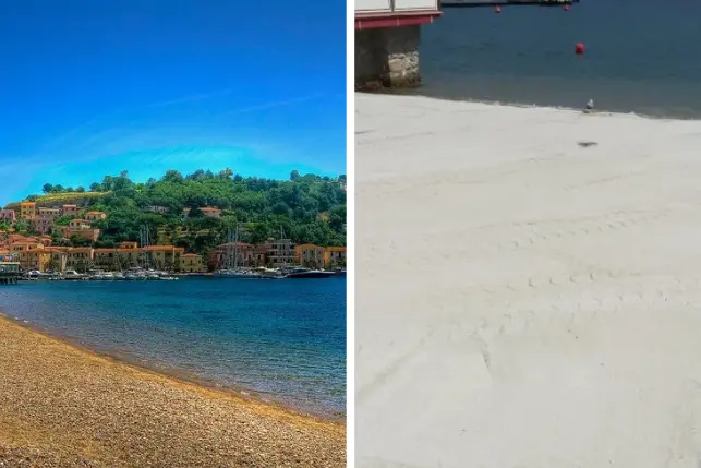 La spiaggia prima e dopo (foto @Legambiente)