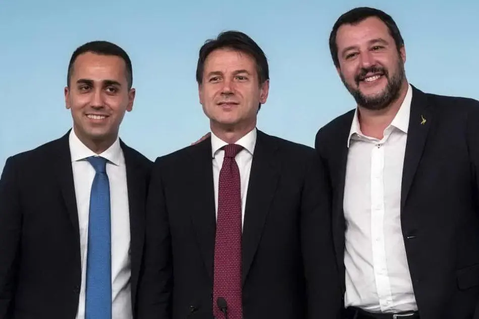 Luigi Di Maio, Giuseppe Conte e Matteo Salvini (Ansa)