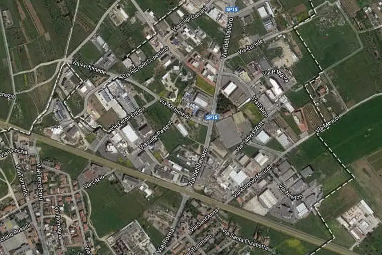 Veduta aerea dell'area industriale di Selargius (Foto Google maps)