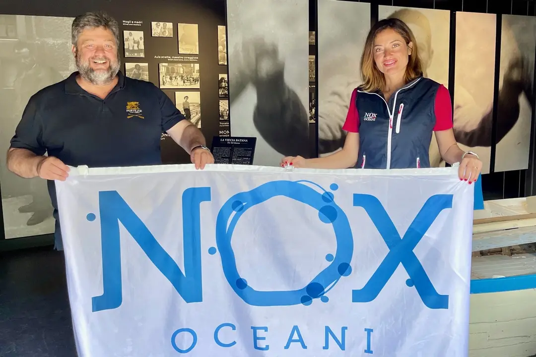 Mauro Manca dell'Ecomuseo Egea con Francesca de Natale Sifola Galiani fondatrice di Nox Oceani