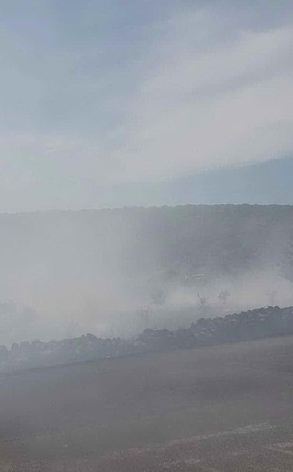 Il fumo si alza dalle fiamme a Milis (foto della nostra lettrice Antonietta Tanda)