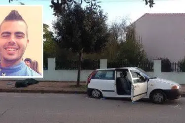 La Fiat Punto coinvolta nell'incidente e la giovane vittima, Mauro Stera