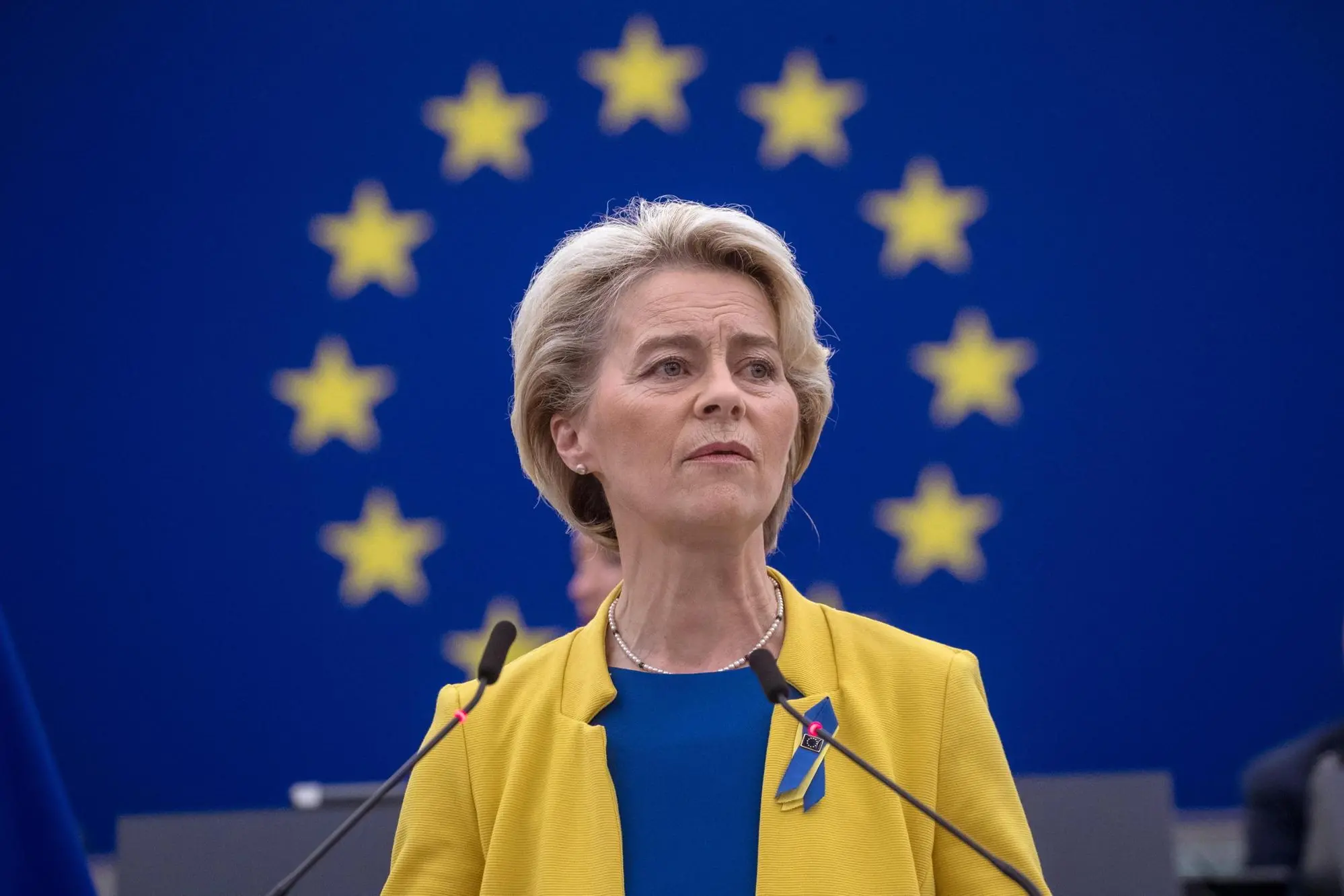 European Commission President Ursula von der Leyen delivers a speech during a debate on 'The State of the European Union' at the European Parliament in Strasbourg, France, 14 September 2022. ANSA/CHRISTOPHE PETIT TESSON