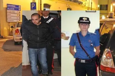 Il bandito e la marescialla. Sullo sfondo il luogo della rapina - foto B.C.