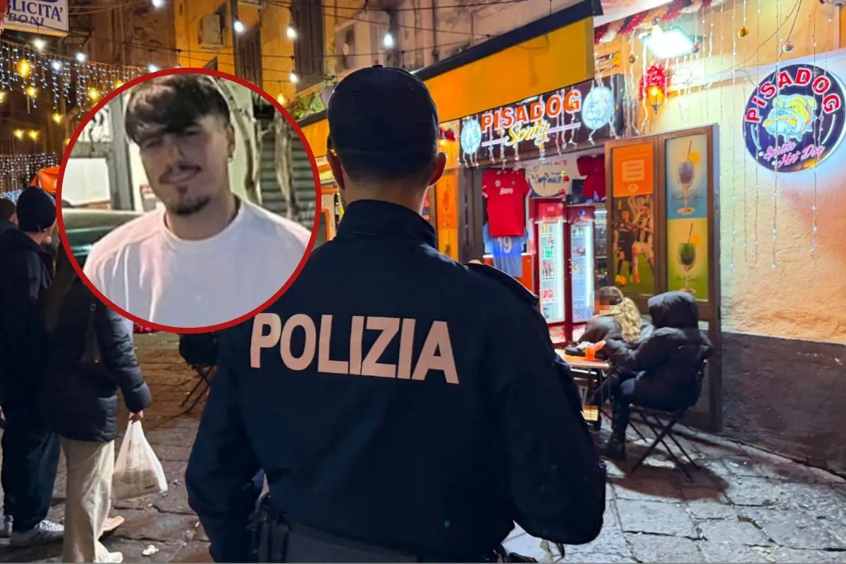 Il locale dei Quartieri Spagnoli della famiglia Pisacane. Nel tondo: Gianluca, fratello di Fabio (Ansa)