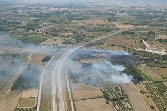 Un incendio nella zona di Terralba (foto del Corpo forestale e di vigilanza ambientale)