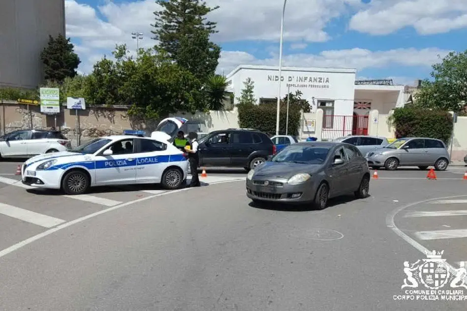 Il luogo dell'incidente (Foto Polizia municipale Cagliari)