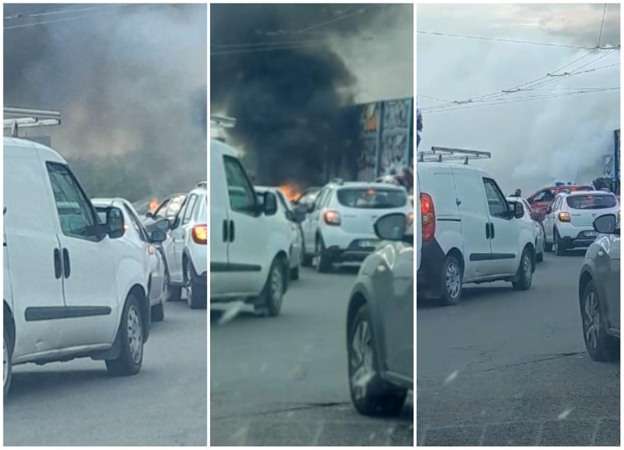 Cagliari, automobile in fiamme in viale Marconi
