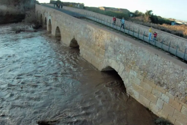 Ponte Romano e la piena nel 2019\u00A0(foto L'Unione Sarda - Pala)