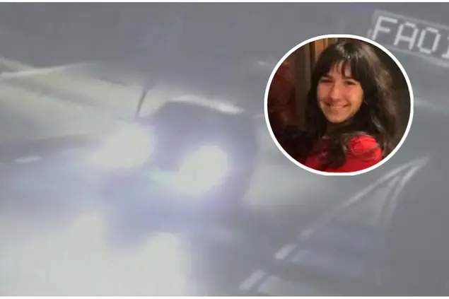 L'auto di Filippo Turetta e, nel tondo, Giulia Cecchettin (Ansa)