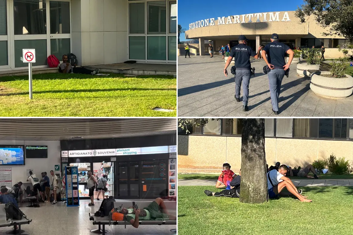 Migrants stranded at the port of Olbia