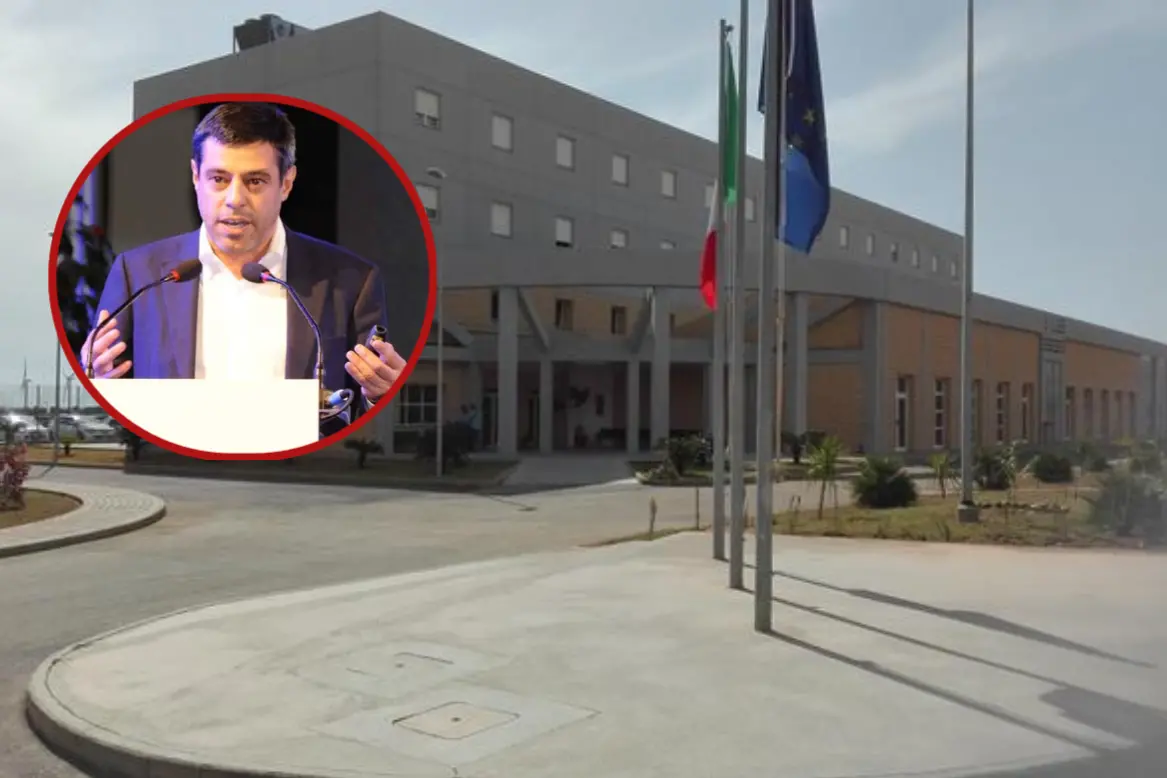 Il carcere di Uta e, nel tondo, il senatore Pd Marco Meloni