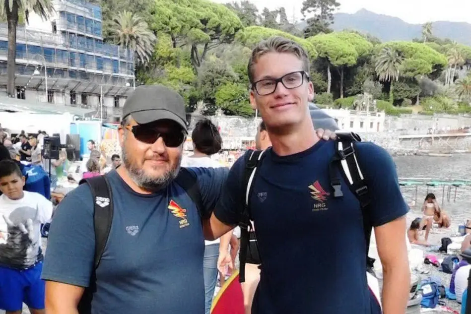 Marcello Guidi (a destra) con il suo allenatore, Marco Pinna