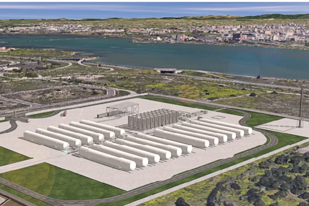 Una simulazione al computer dell’impianto di rigassificazione previsto a Giorgino