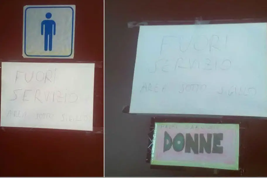 I cartelli esposti sulla porta dei wc