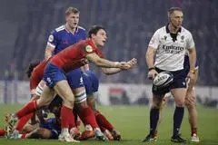 Federico Ruzza (Italia) in maglia rossa in azione contro la Francia