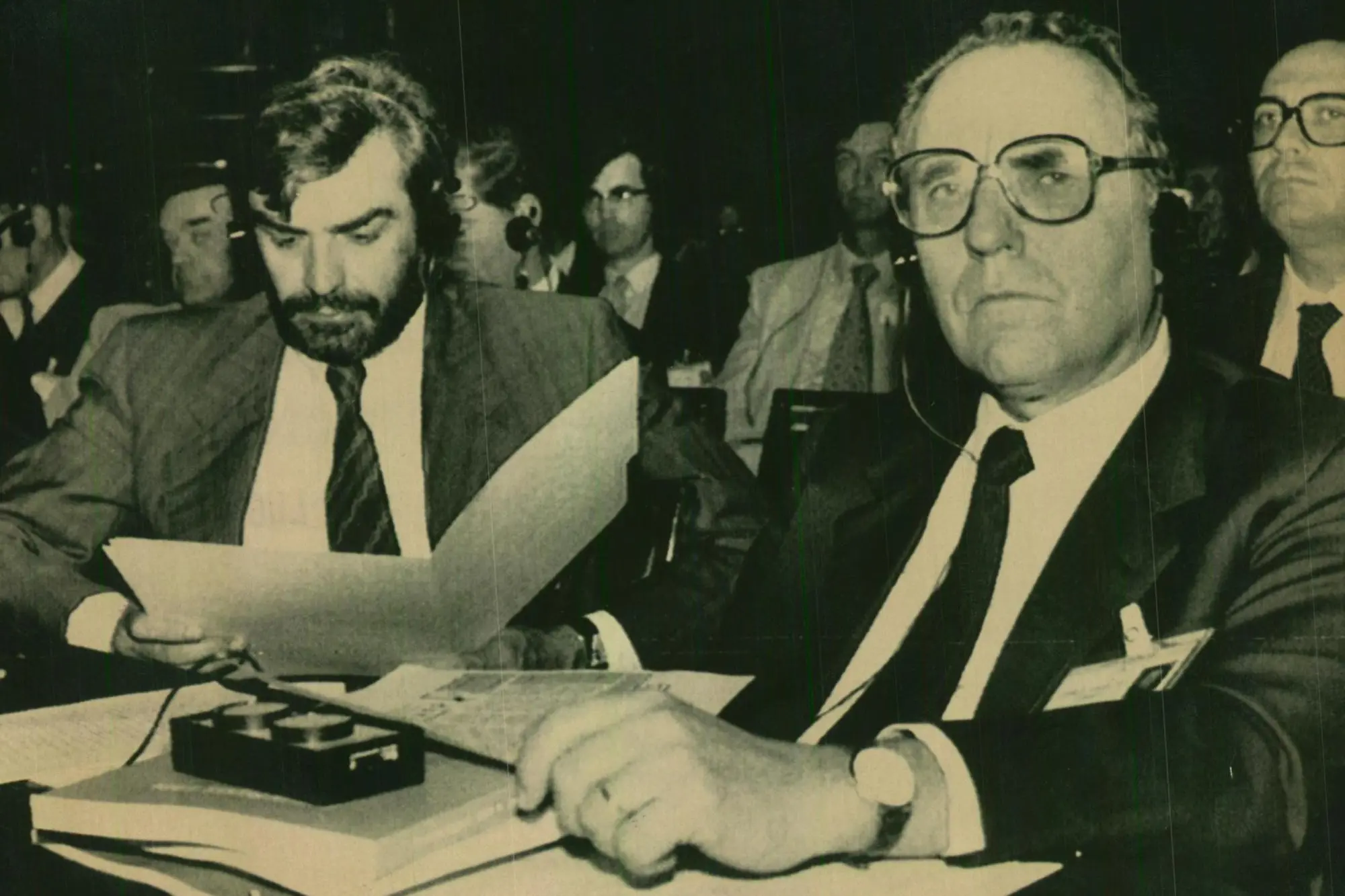 Giovanni Goria, ministro del Tesoro nel 1985, e Carlo Azeglio Ciampi, all'epoca governatore della Banca d'Italia