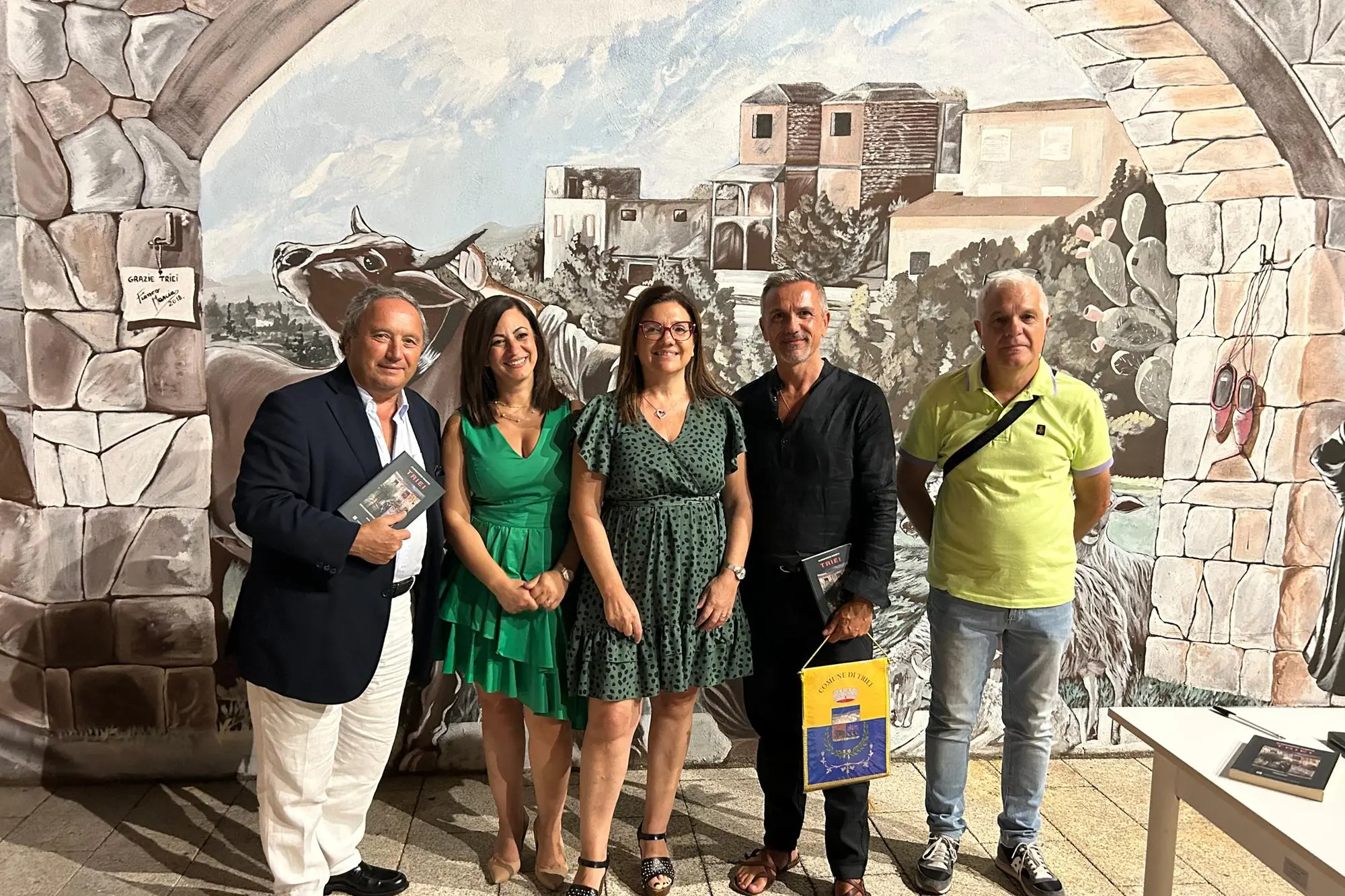 Da sinistra Giuseppe Laterza, Tiziana Murru, Anna Assunta Chironi, Alessandro Romito e Romolo Cabiddu (foto Secci)