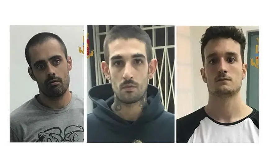 I tre arrestati (da sinistra): Tettamanti, Sanna e Belfiore (foto Questura di Cagliari)