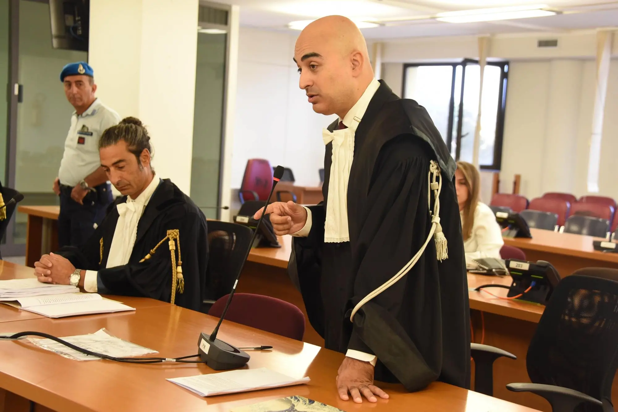 Il sostituto procuratore Angelo Beccu durante il processo di secondo grado nei confronti di Massimiliano Farci (foto Calvi)
