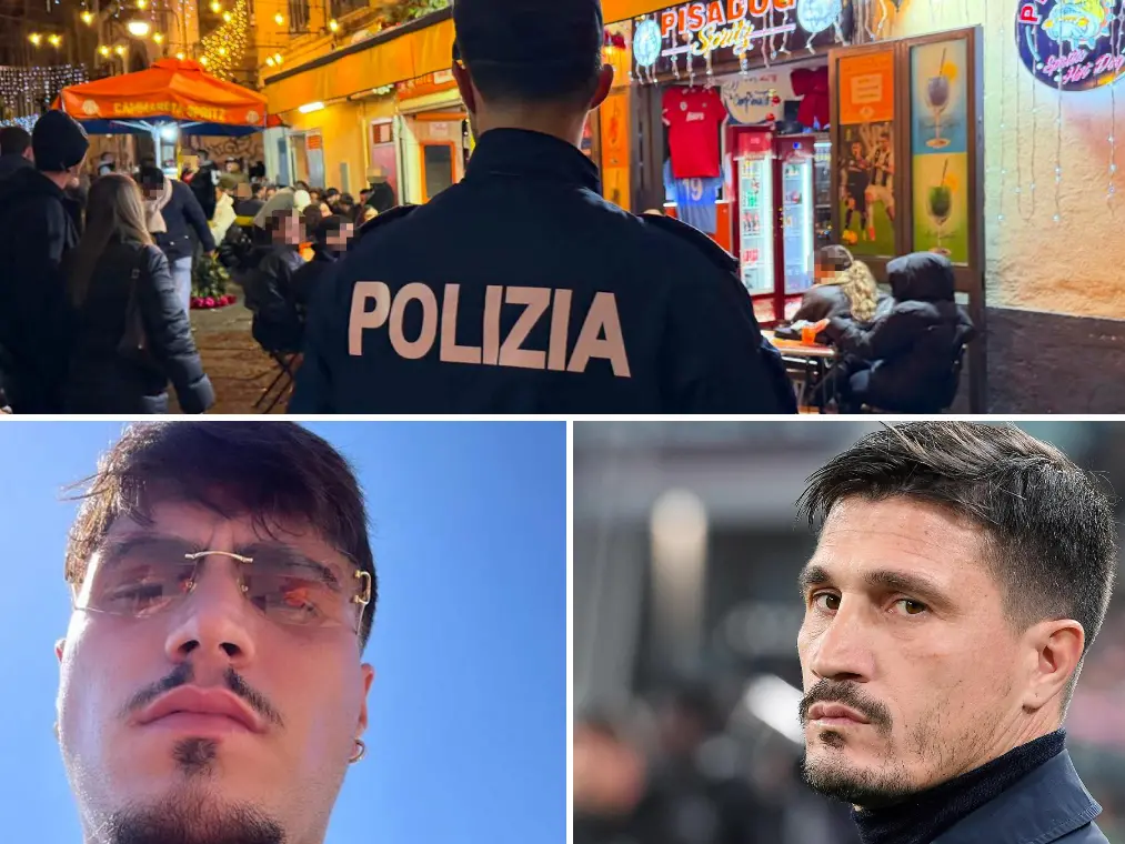 Napoli, ferito a colpi di pistola il fratello di Pisacane Il locale dove è avvenuta l'aggressione e, in basso, Gianluca e Fabio Pisacane (Ansa)