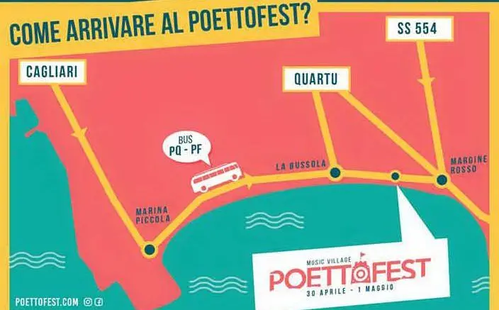 Le indicazioni per raggiungere il Poetto Fest