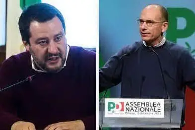 Matteo Salvini ed Enrico Letta (Archivio L'Unione Sarda)