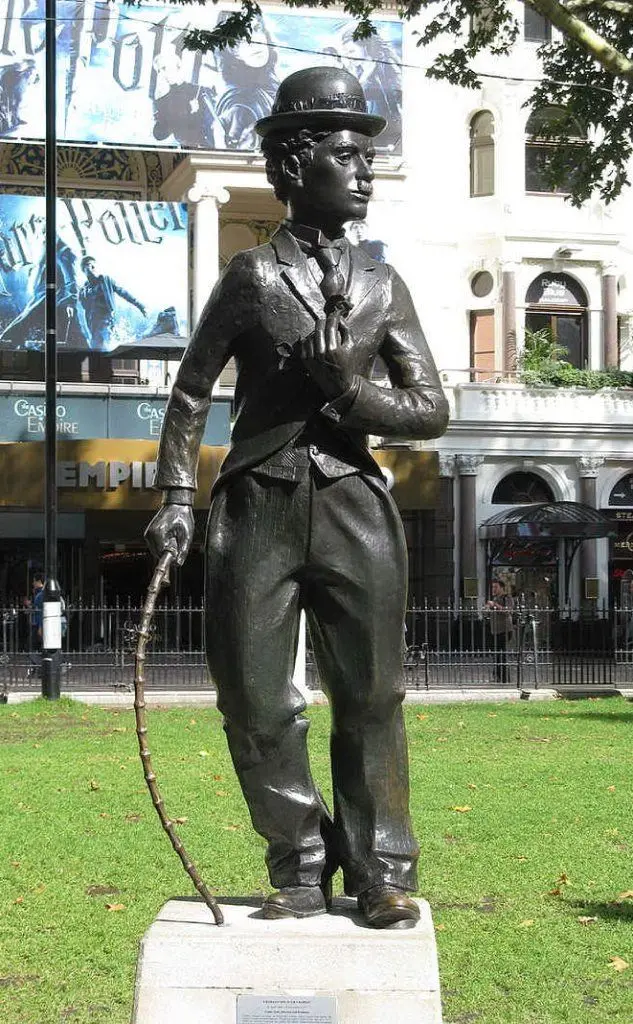 Dopo la morte, Londra, città natale del regista e attore, gli dedica una statua (foto da Wikipedia)