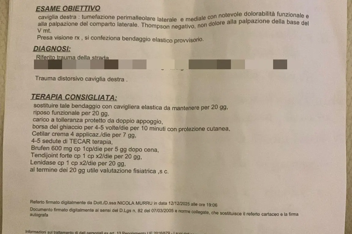 Il referto di Maria Teresa Cotza