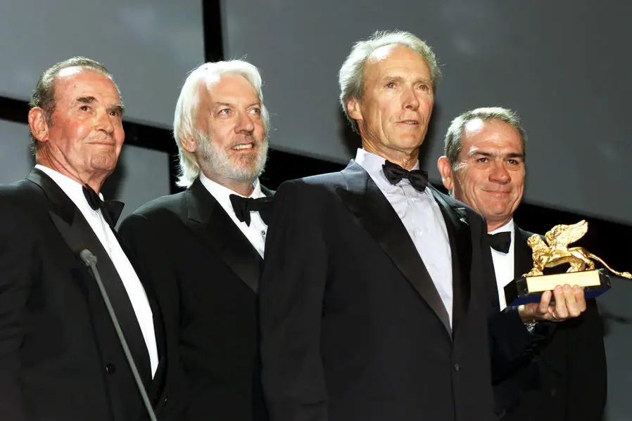 James Garner, Donald Sutherland, Tommy Lee Jones e Clint Eastwood con il Leone d'Oro alla Carriera