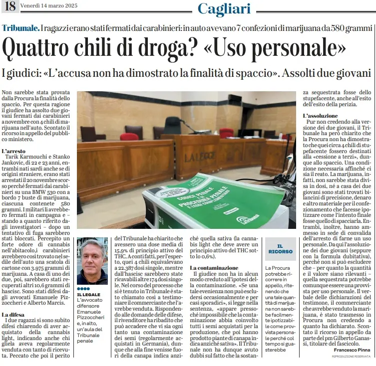 L'articolo dell'Unione Sarda che ha raccontato la vicenda