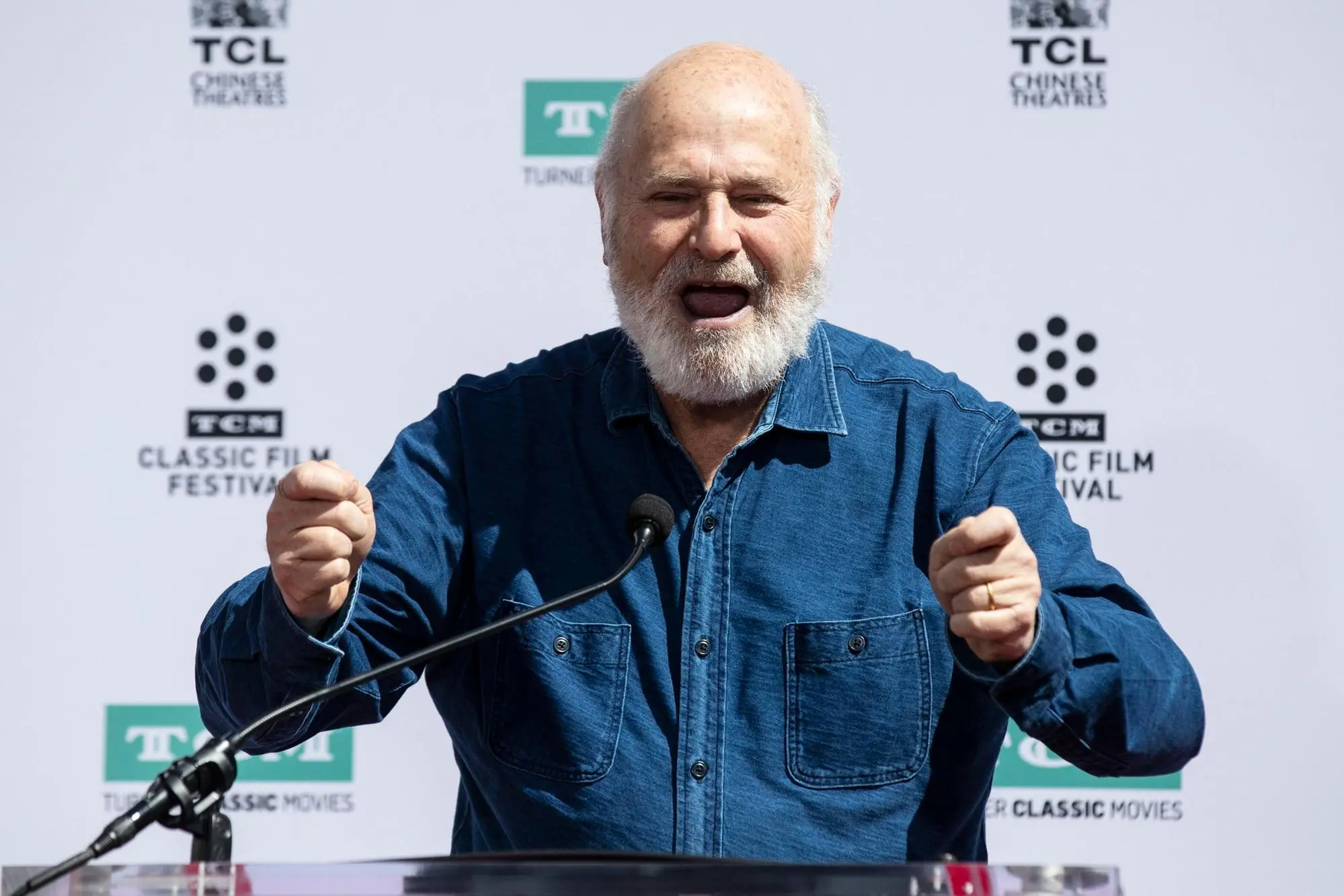epa12593222 (FILE) - US actor Rob Reiner delivers a speech as Billy Crystal is honored with hands and footprints ceremony at the Grauman's Chinese Theater in Hollywood, California, USA, 12 April 2019 (reissued 15 December 2025). On the evening of 14 December 2025, the bodies of two people, a 78-year-old man and 68-year-old woman, were found in a home in Brentwood owned by Reiner. A statement issued by the Reiner family confirmed the deaths of Rob Reiner, 78, and his wife Michele Singer Reiner, 68. According to a statement by the Los Angeles Police Department, detectives from the Robbery and Homicide Division are handling the case. EPA/ETIENNE LAURENT