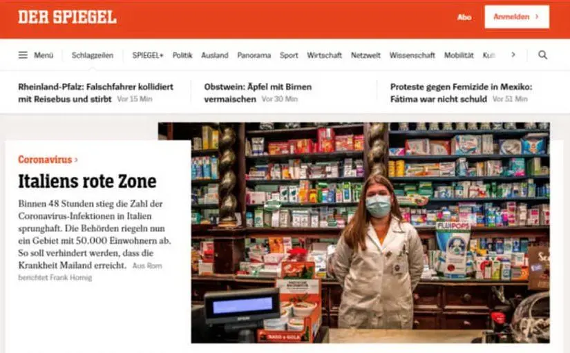 \"Italia Zona Rossa\": così il principale sito di informazione tedesco Der Spiegel