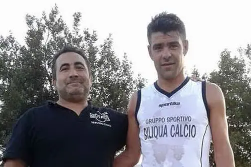Valentino Mulas, presidente del Siliqua, con il bomber Cristian Cacciuto