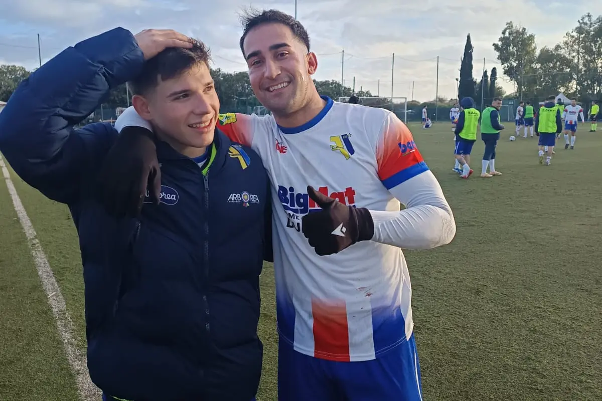 Orro e Pibiri, grandi protagonisti della vittoria dell'Arborea sul Cus Cagliari, giocata sul campo Piero Polese