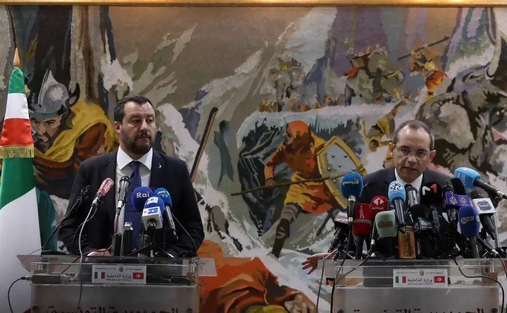 Il ministro dell'Interno Matteo Salvini vola in Tunisia