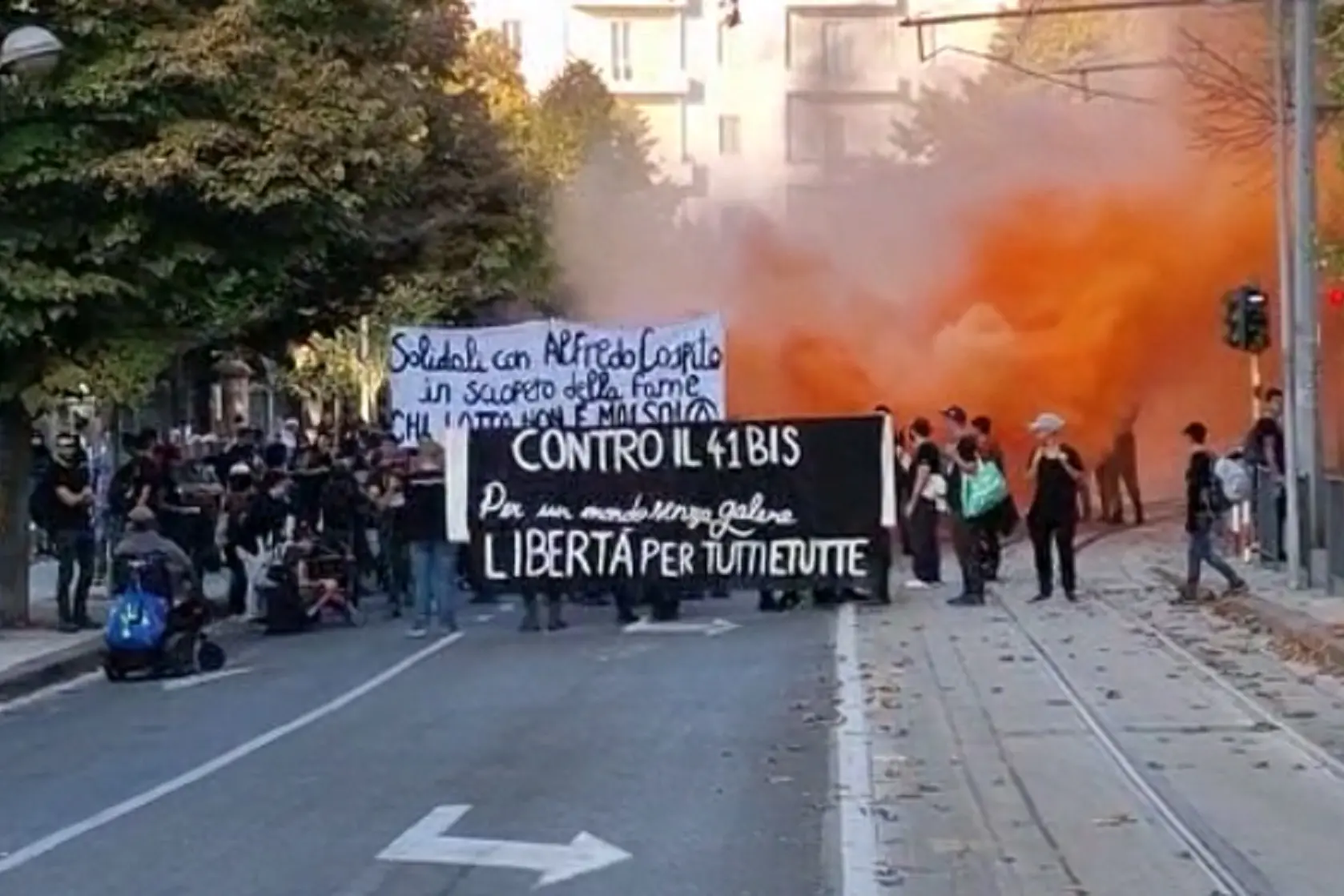 La manifestazione degli anarchici a Sassari (L'Unione Sarda - Floris)