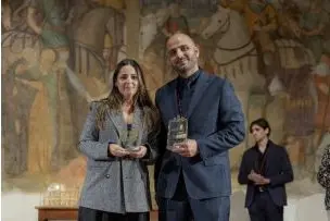 Un momento della premiazione, a Milano