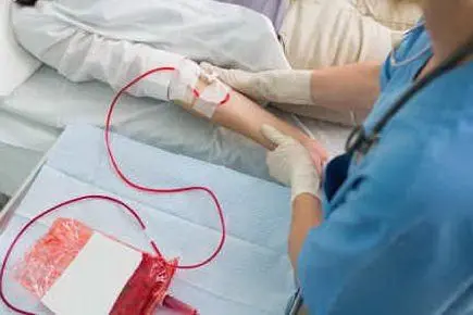 Una trasfusione in ospedale (archivio L'Unione Sarda)