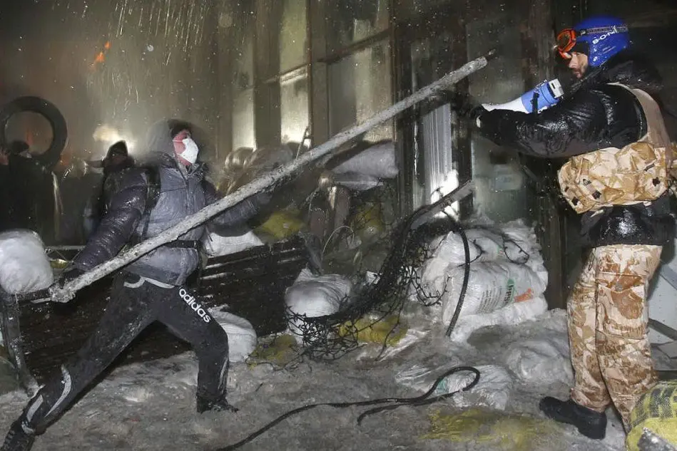Un'immagine della rivolta in Ucraina