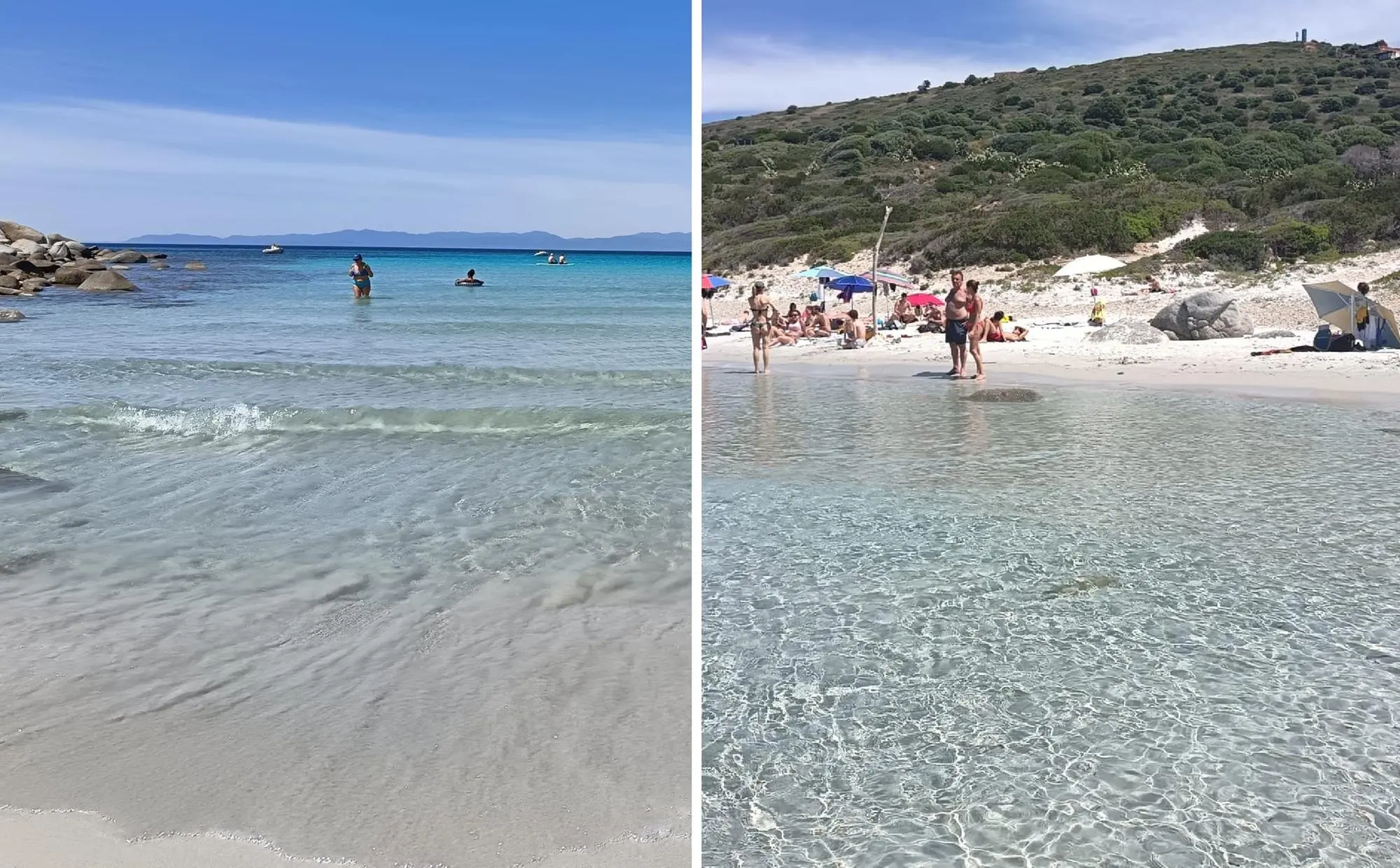 Due vedute di Mari Pintau con la sabbia