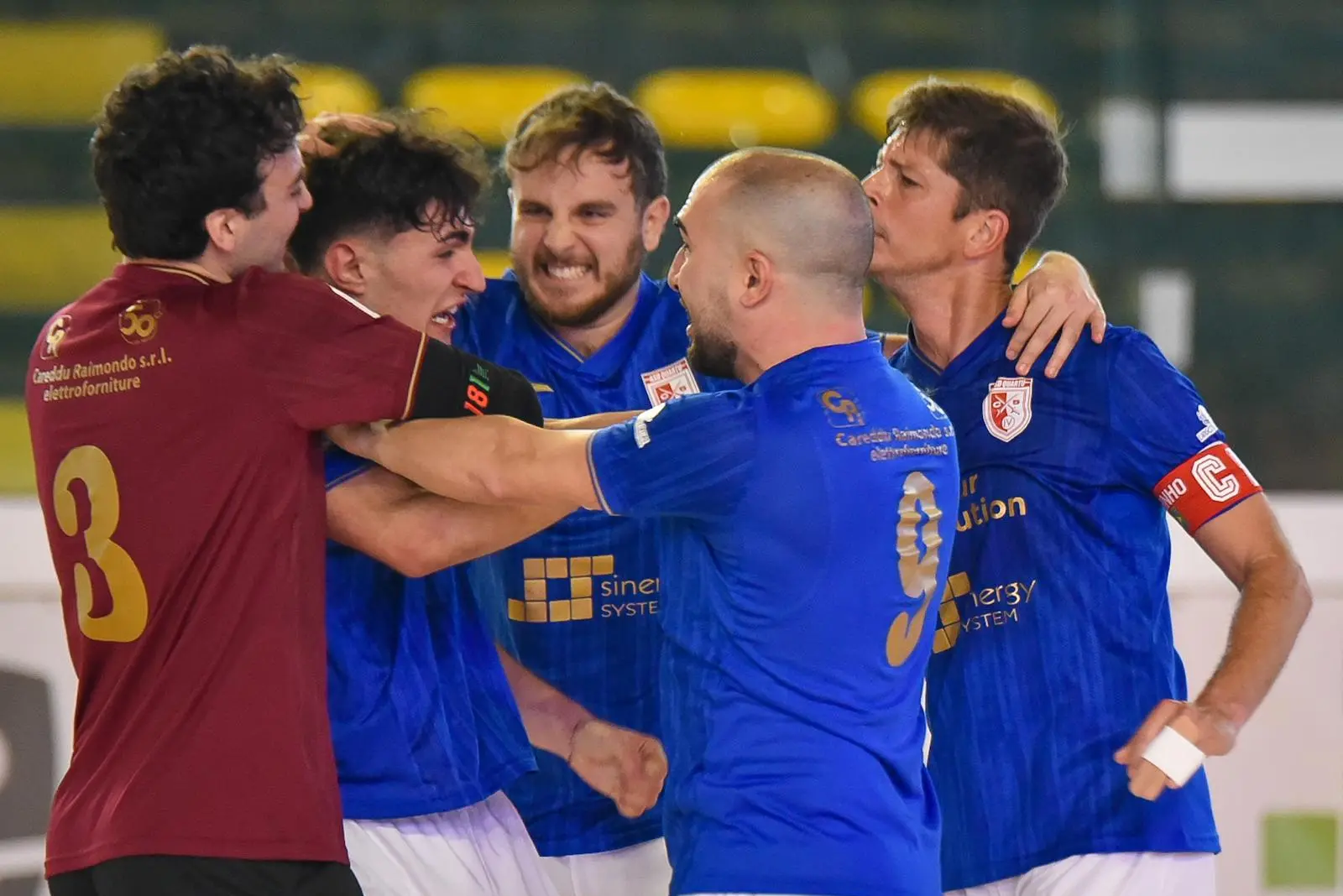 Un’esultanza del Quartu della scorsa stagione (foto Martina Sanna)
