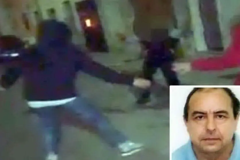 Un fermo immagine tratto da un video della polizia, nel riquadro Antonio Stano (foto Polizia)