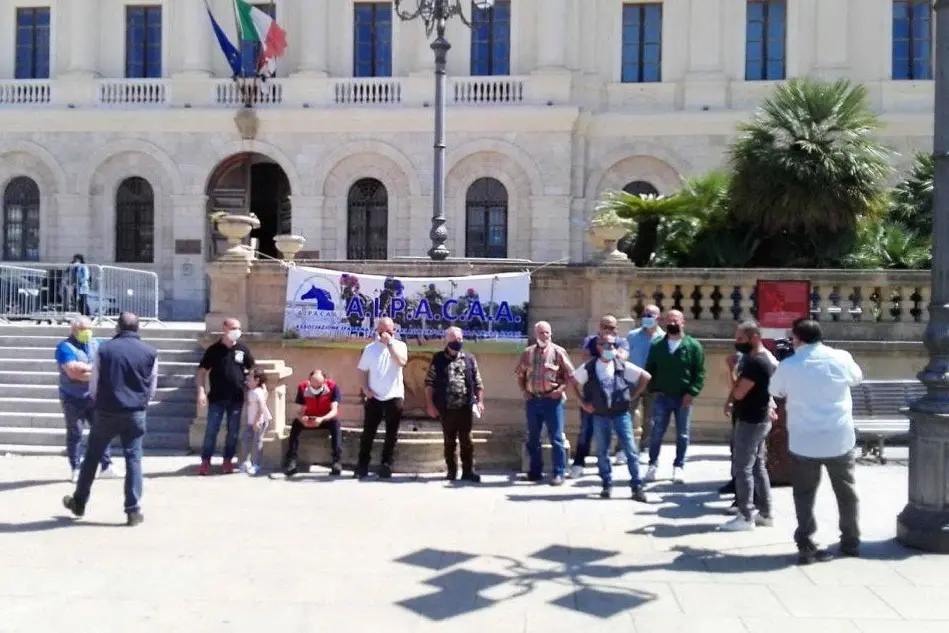 La protesta del mondo ippico a Sassari (foto L'Unione Sarda - Marras)