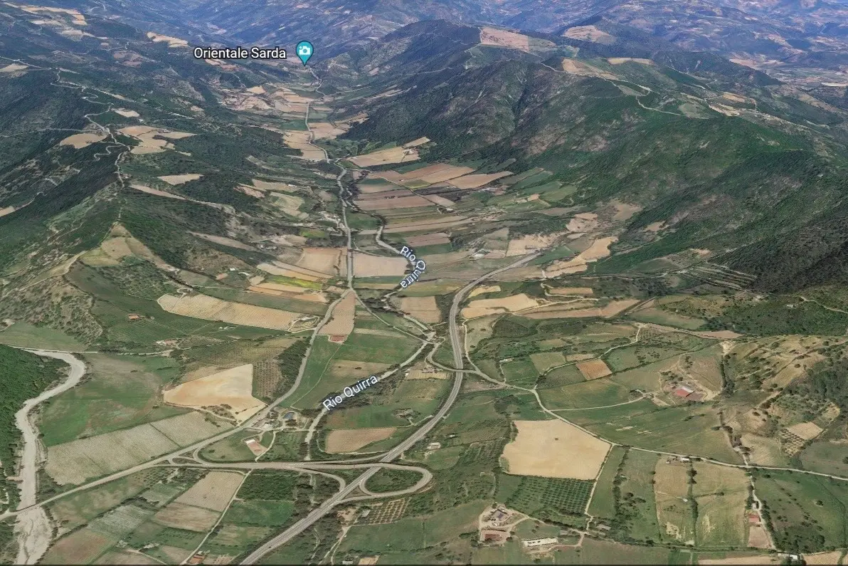 Una veduta aerea del tratto della ex statale 125 nel sud Ogliastra