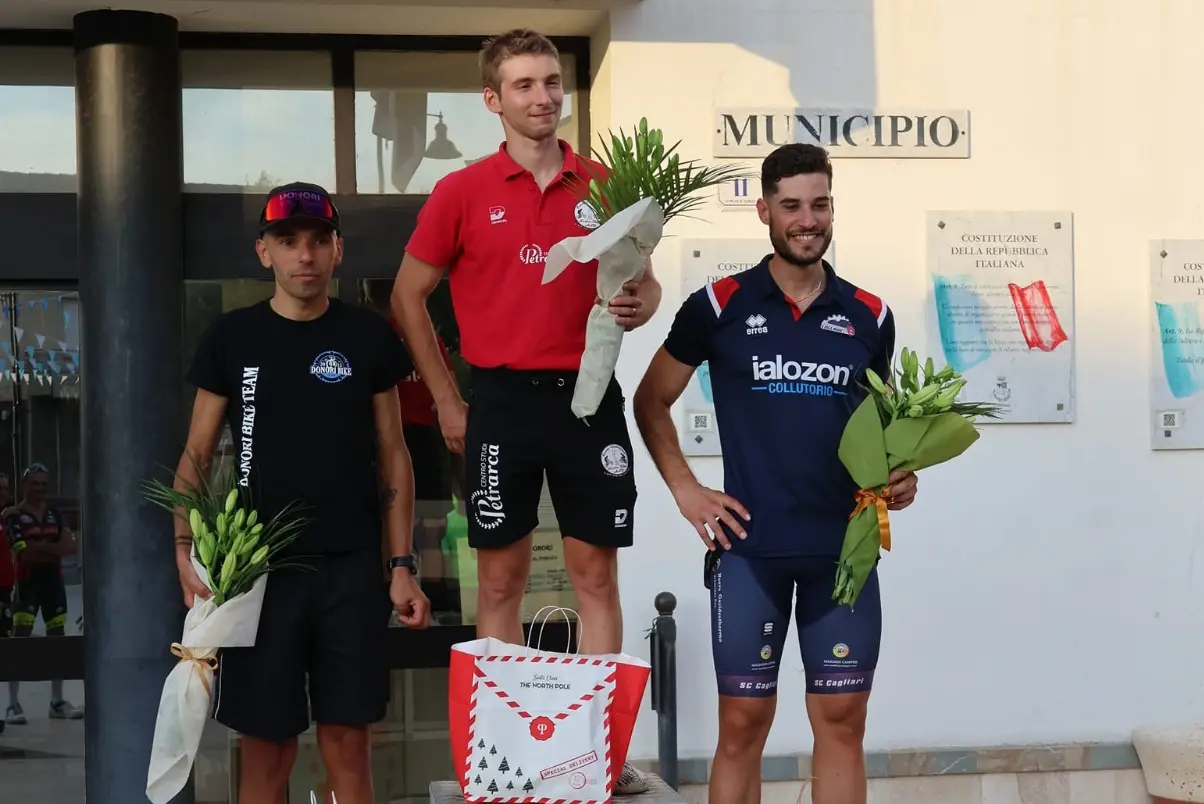 Il podio 2024 del memorial Etzi a Donori: Orlando Pitzanti - Eros Piras - Umberto Parente