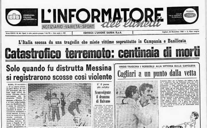 La notizia in prima pagina de &quot;L'Unione Sarda&quot;