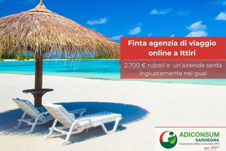 L'immagine della falsa agenzia viaggi (foto Adiconsum)