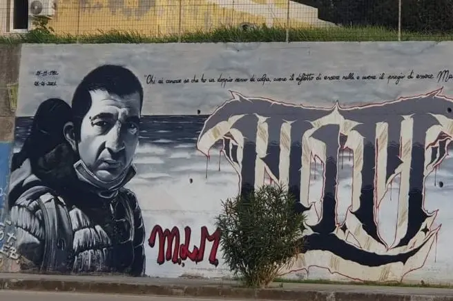 Un murale dedicato a Mario Sedda (foto Pala)