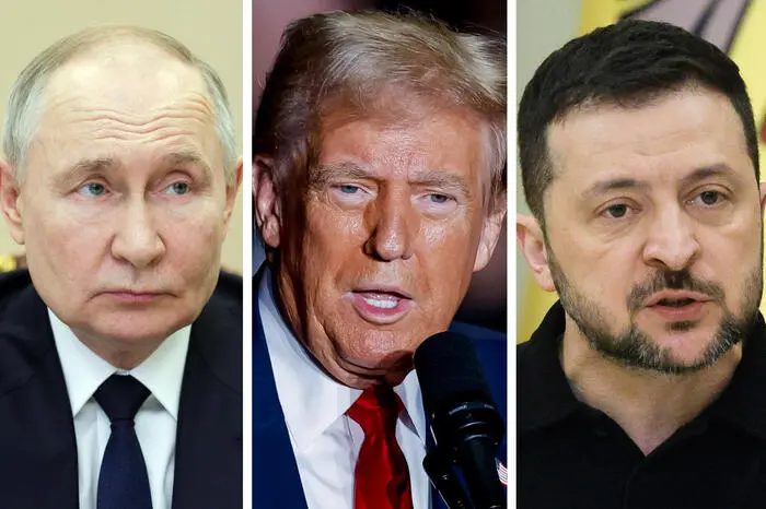Nella combo, Vladimir Putin, Donald Trump e Volodymyr Zelensky. ANSA